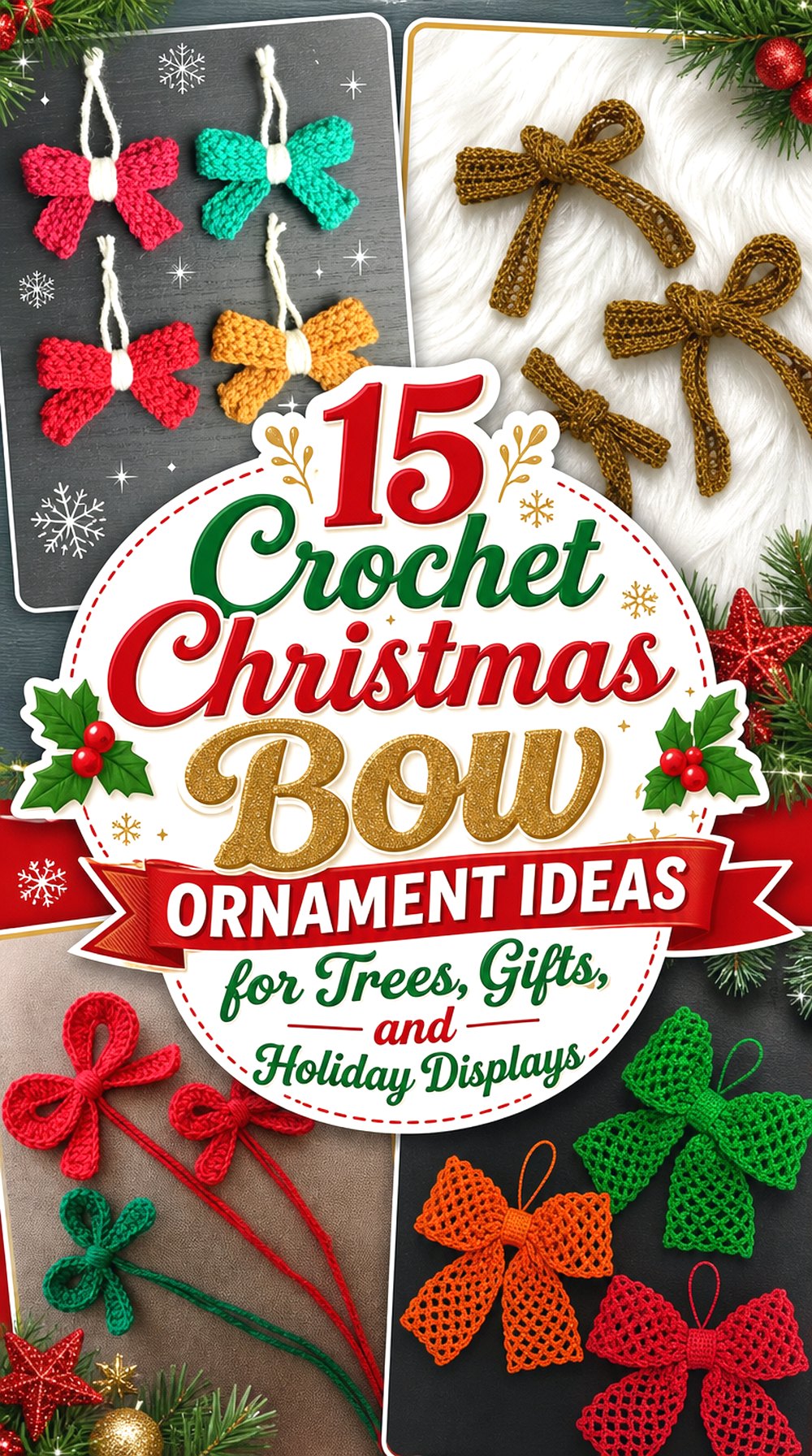 Crochet Christmas Bow Ornament Ideas for Trees, Gifts, and Holiday Displays