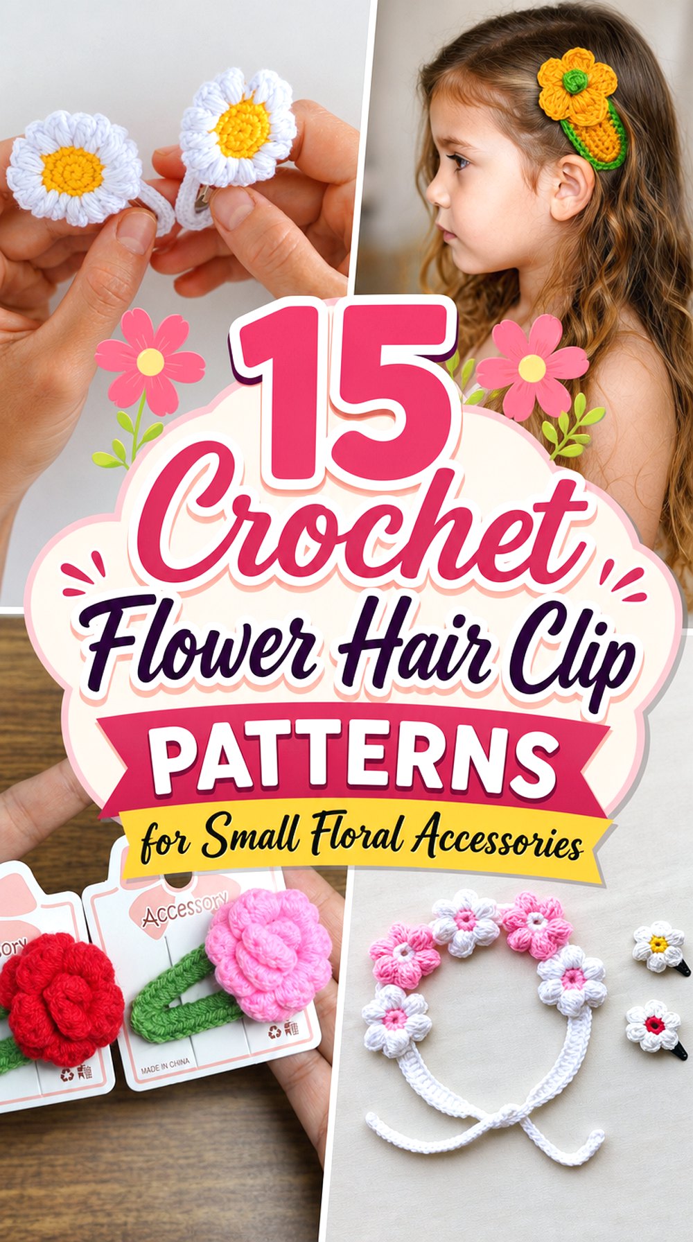 Crochet Flower Hair Clip Patterns for Small Floral Accessories