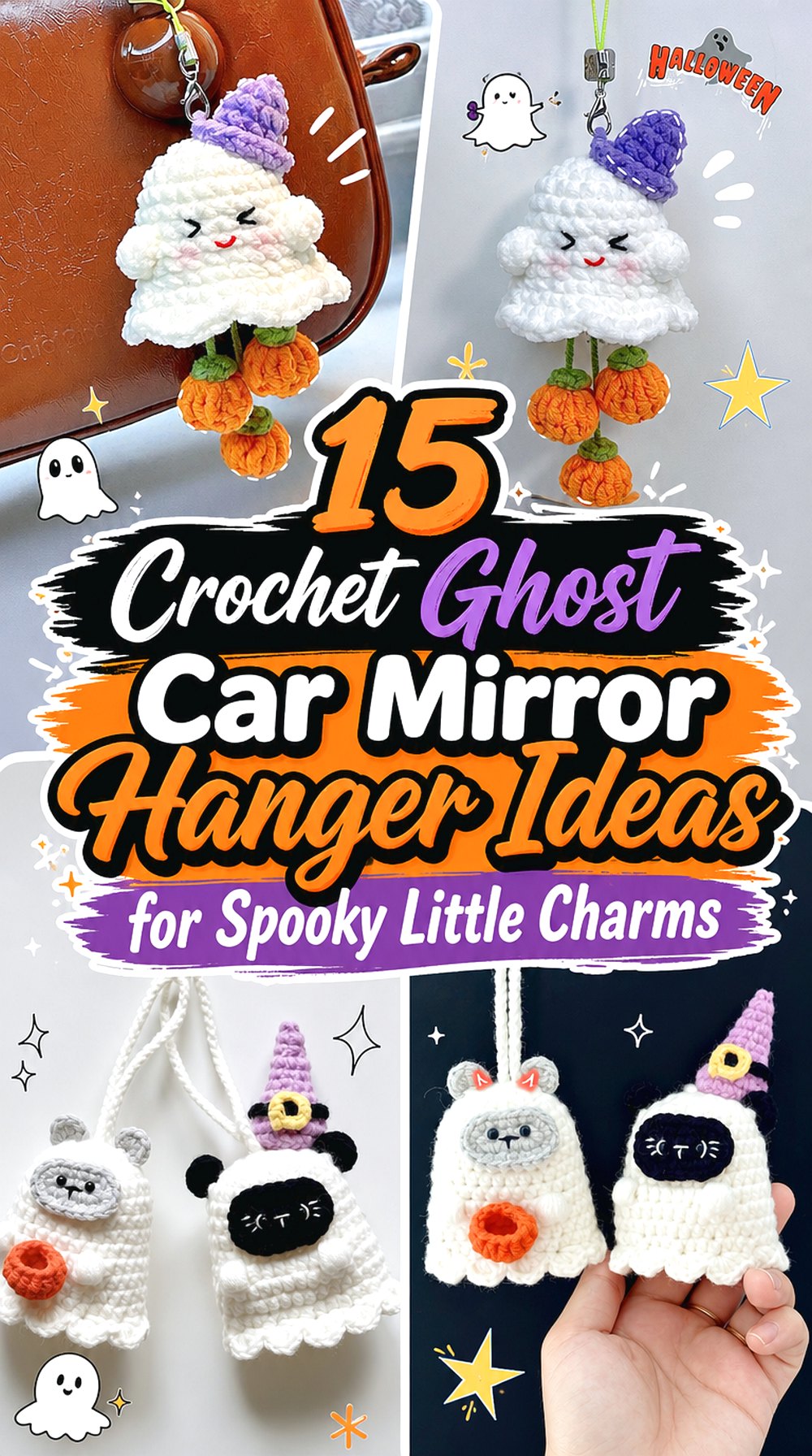Crochet Ghost Car Mirror Hanger Ideas for Spooky Little Charms