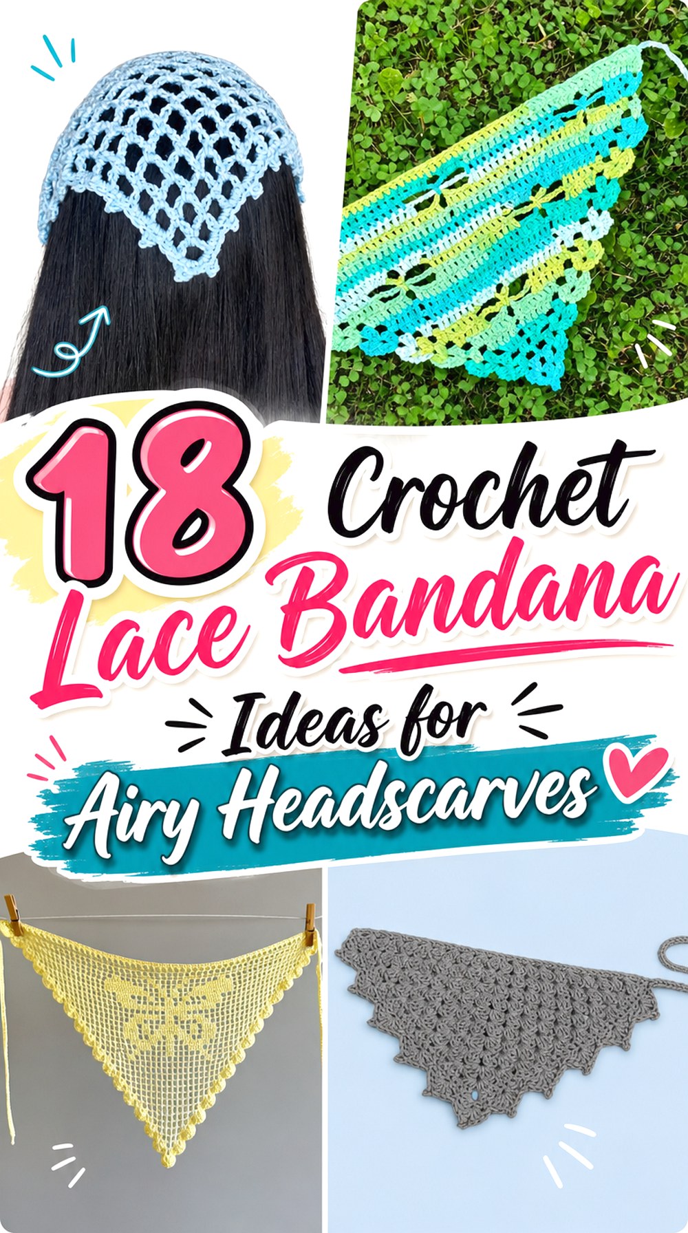 Crochet Lace Bandana Ideas for Airy Headscarves