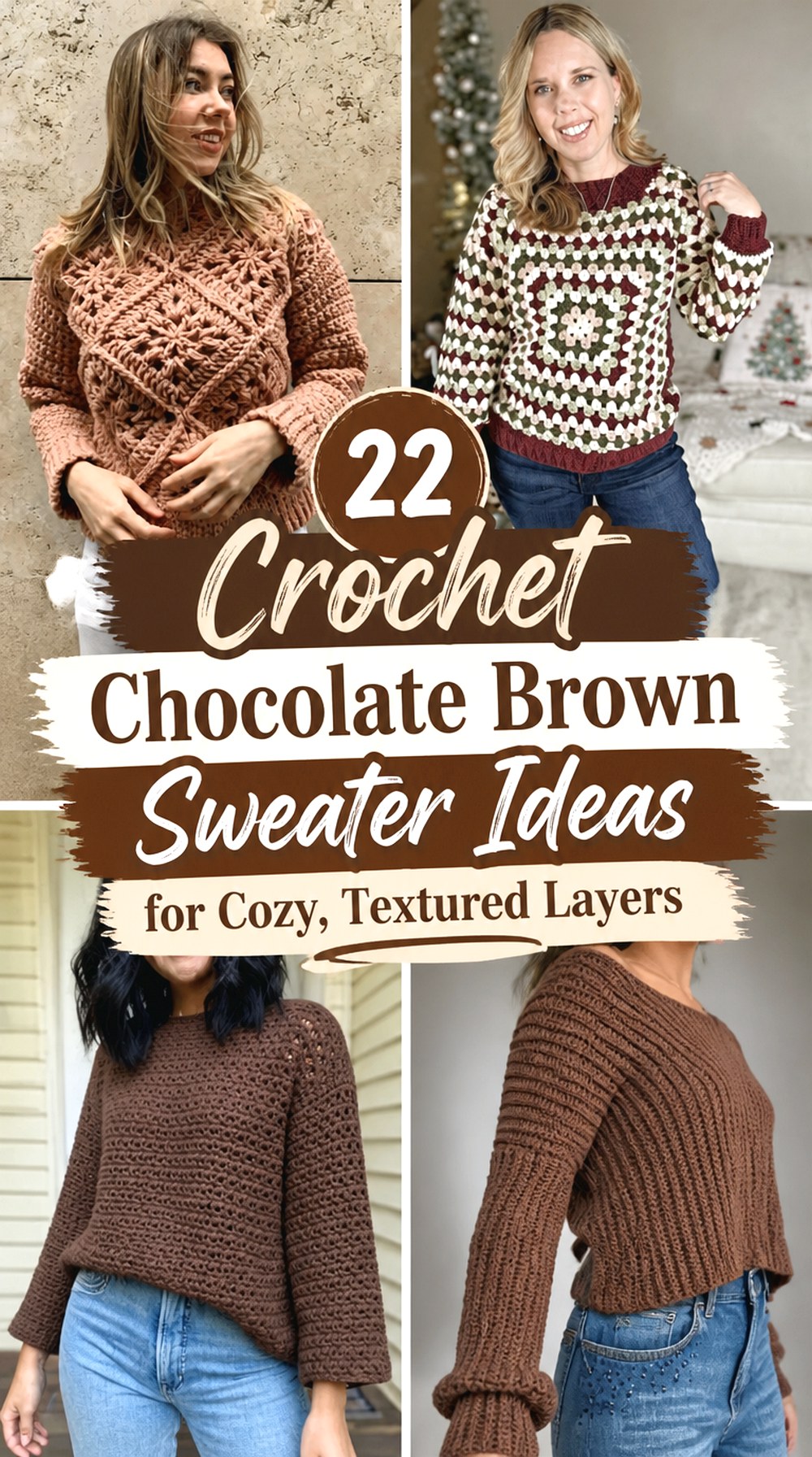 Crochet Chocolate Brown Sweater Ideas for Cozy, Textured Layers