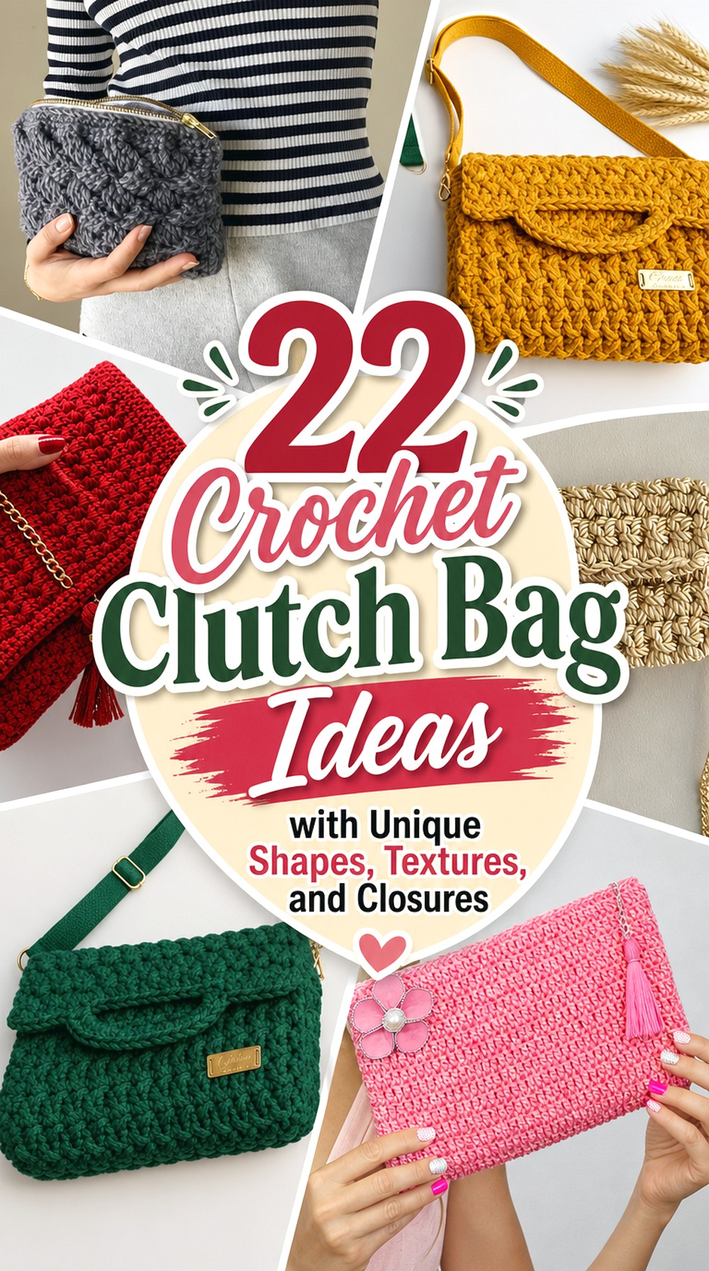 Crochet Clutch Bag Ideas with Unique Shapes, Textures, and Closures