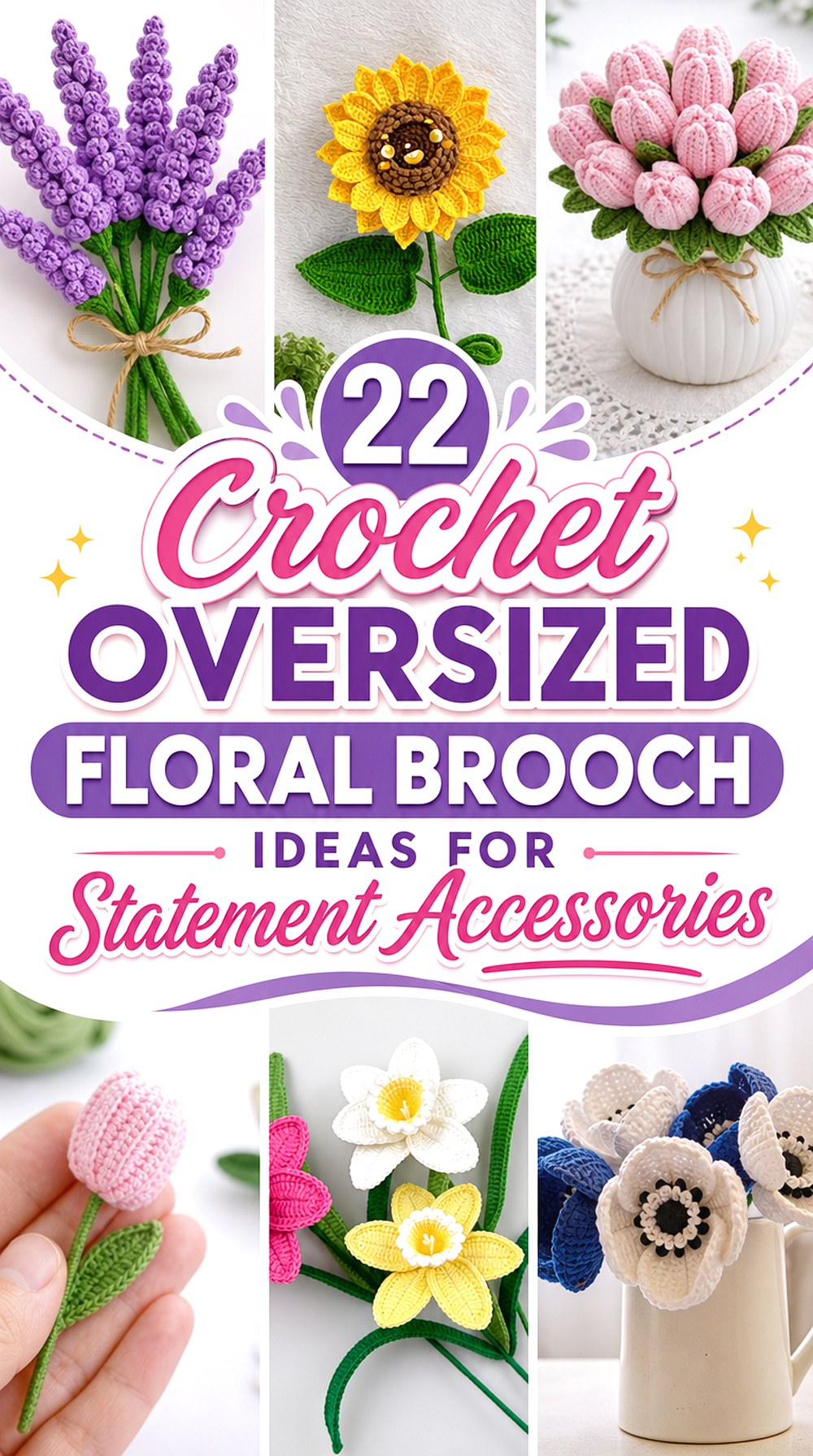 Crochet Oversized Floral Brooch Ideas for Statement Accessories