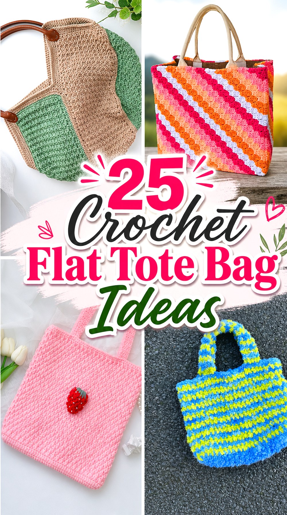 Crochet Flat Tote Bag Ideas