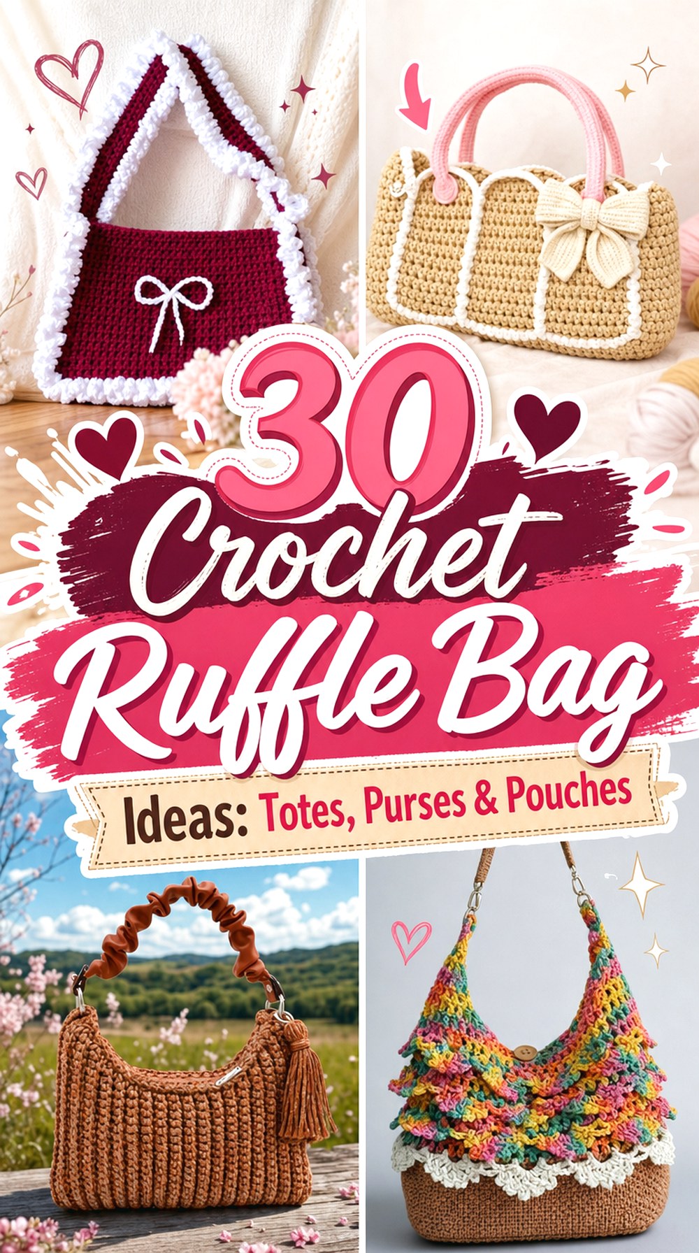 Crochet Ruffle Bag Ideas Totes, Purses & Pouches