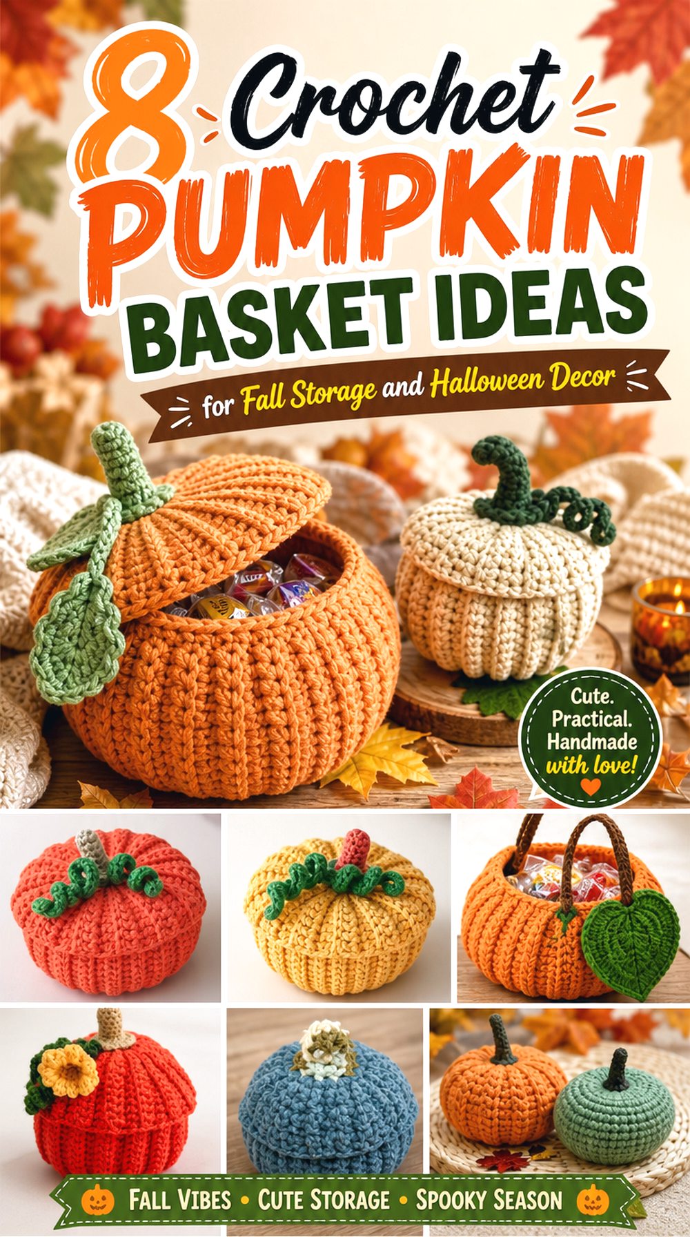 Crochet Pumpkin Basket Ideas for Fall Storage and Halloween Decor