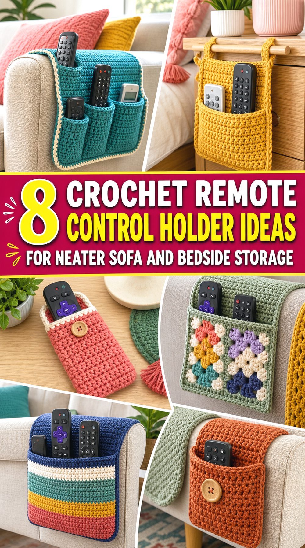 Crochet Remote Control Holder Ideas for Neater Sofa and Bedside Storage