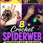 Crochet Spiderweb Fingerless Gloves for Halloween Looks and Gothic Styling