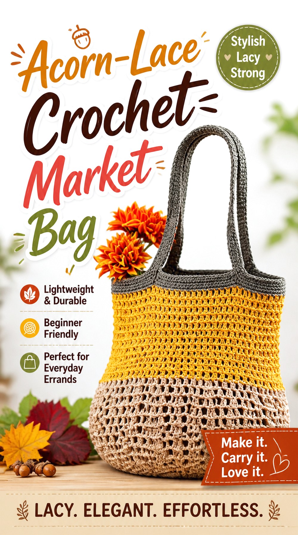 Acorn Lace Crochet Market Bag