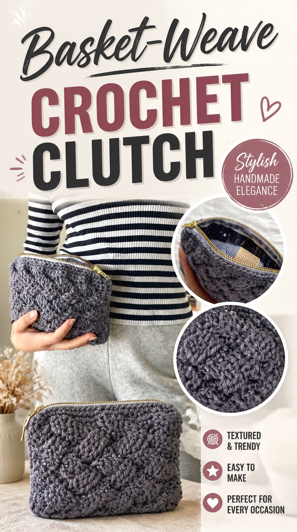 Basket Weave Crochet Clutch
