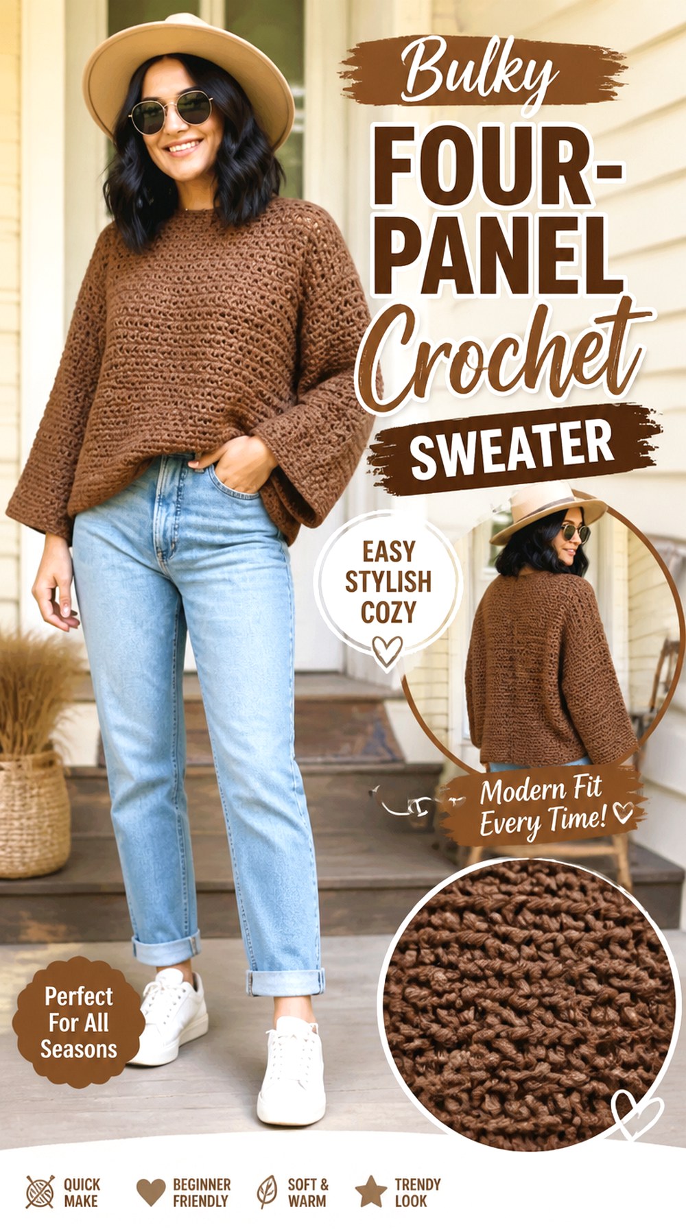 Bulky Four Panel Crochet Sweater