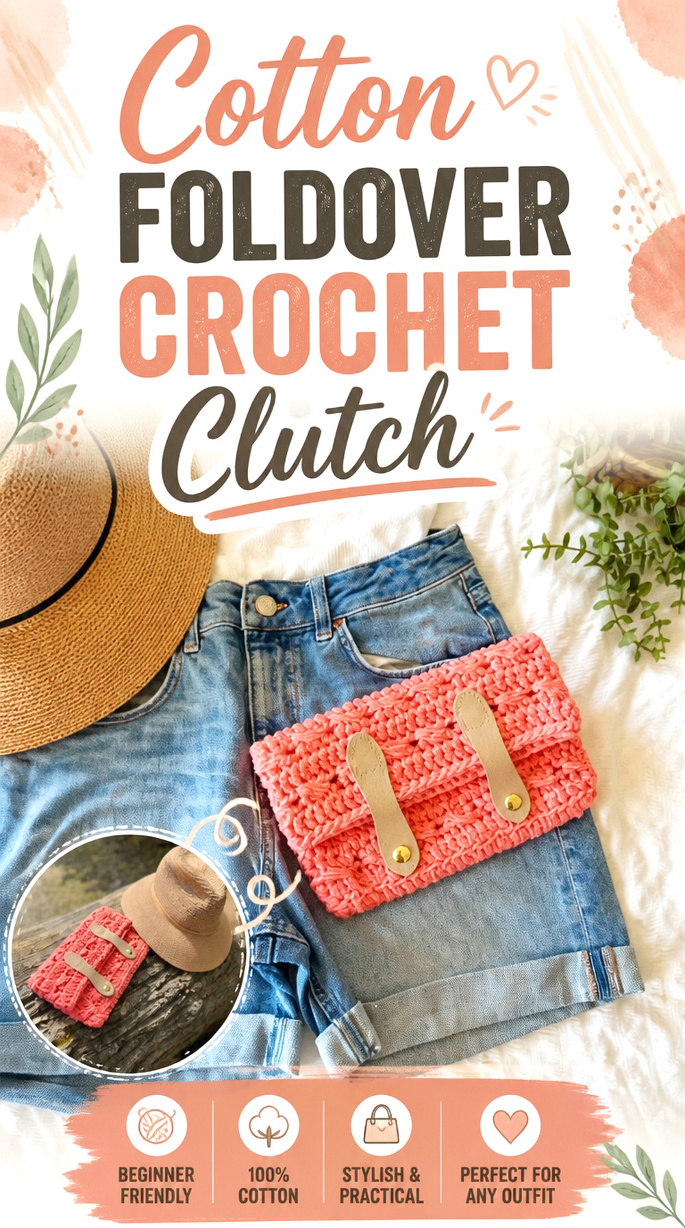 Cotton Foldover Crochet Clutch
