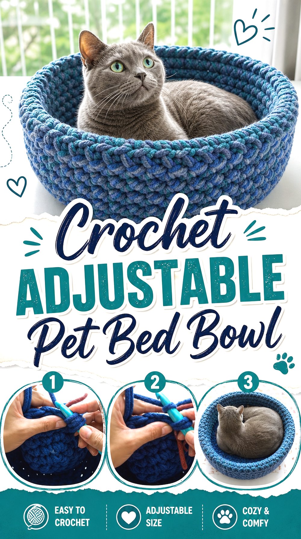 Crochet Adjustable Pet Bed Bowl