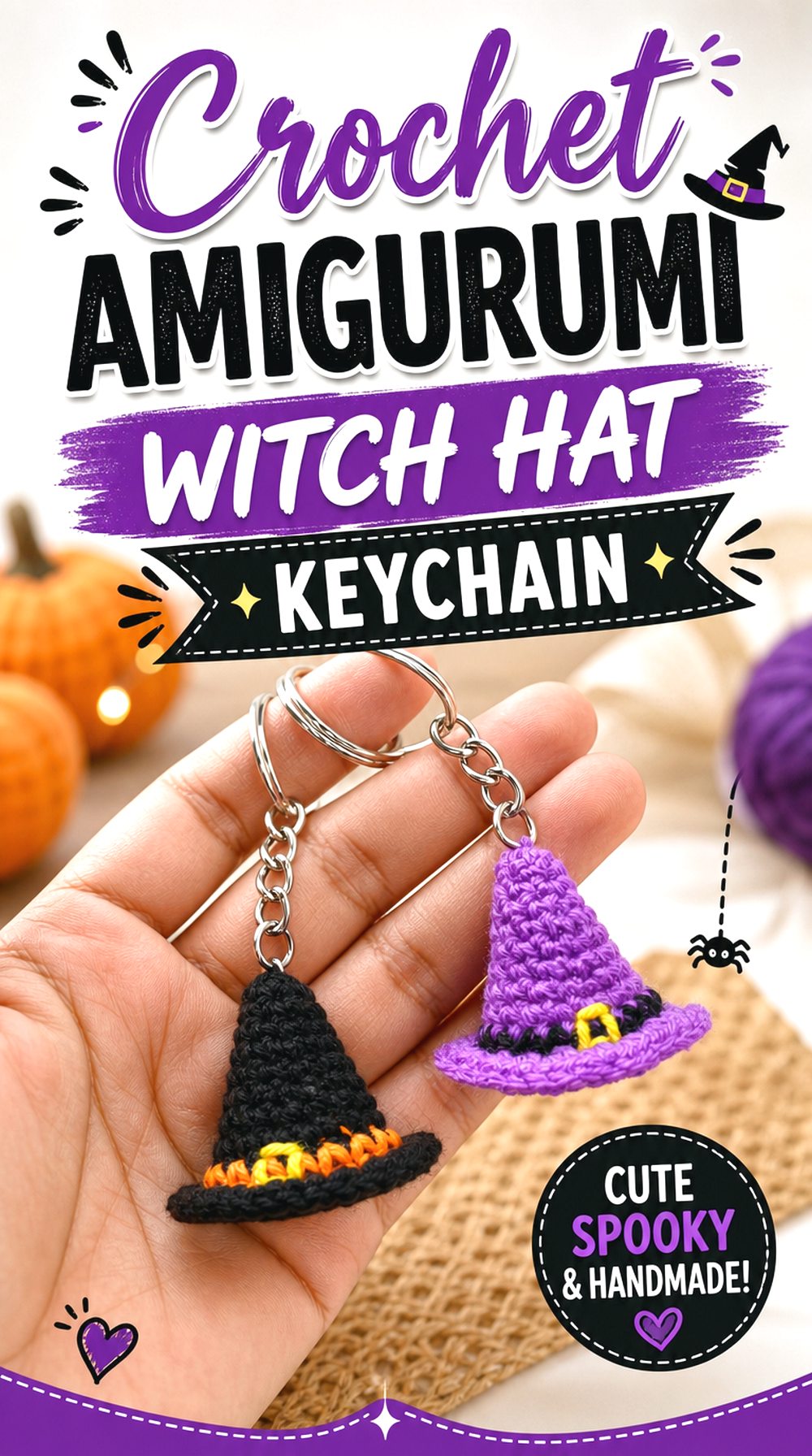 Crochet Amigurumi Witch Hat Keychain
