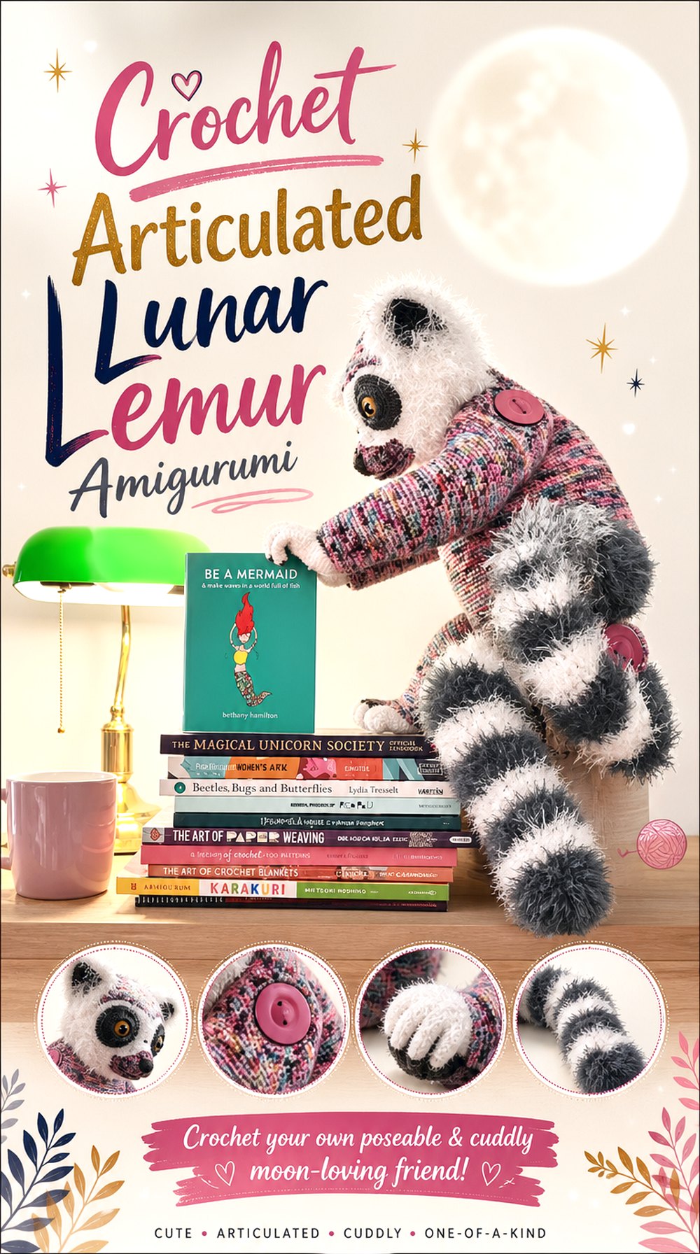 Crochet Articulated Lunar Lemur Amigurumi