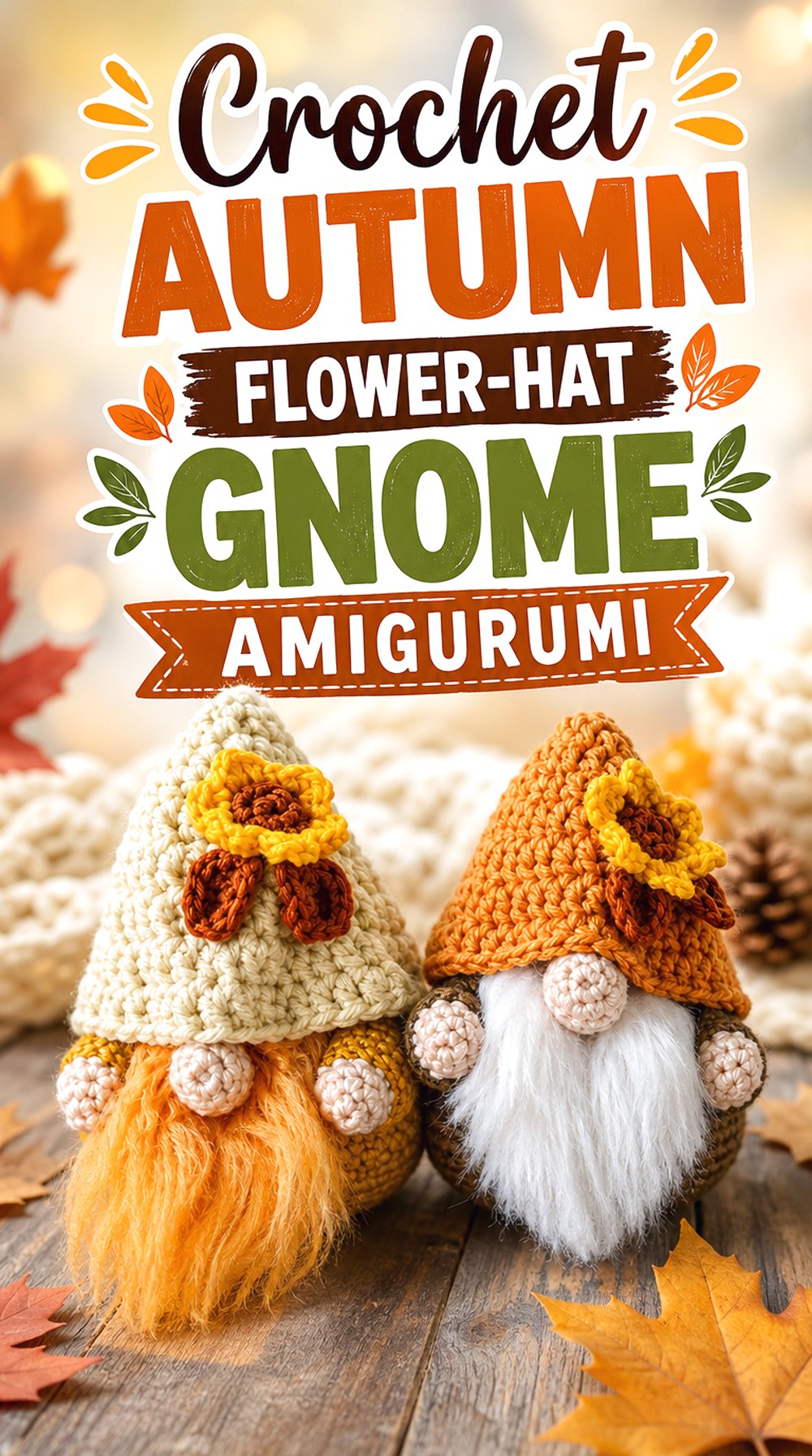 Crochet Autumn Flower Hat Gnome Amigurumi