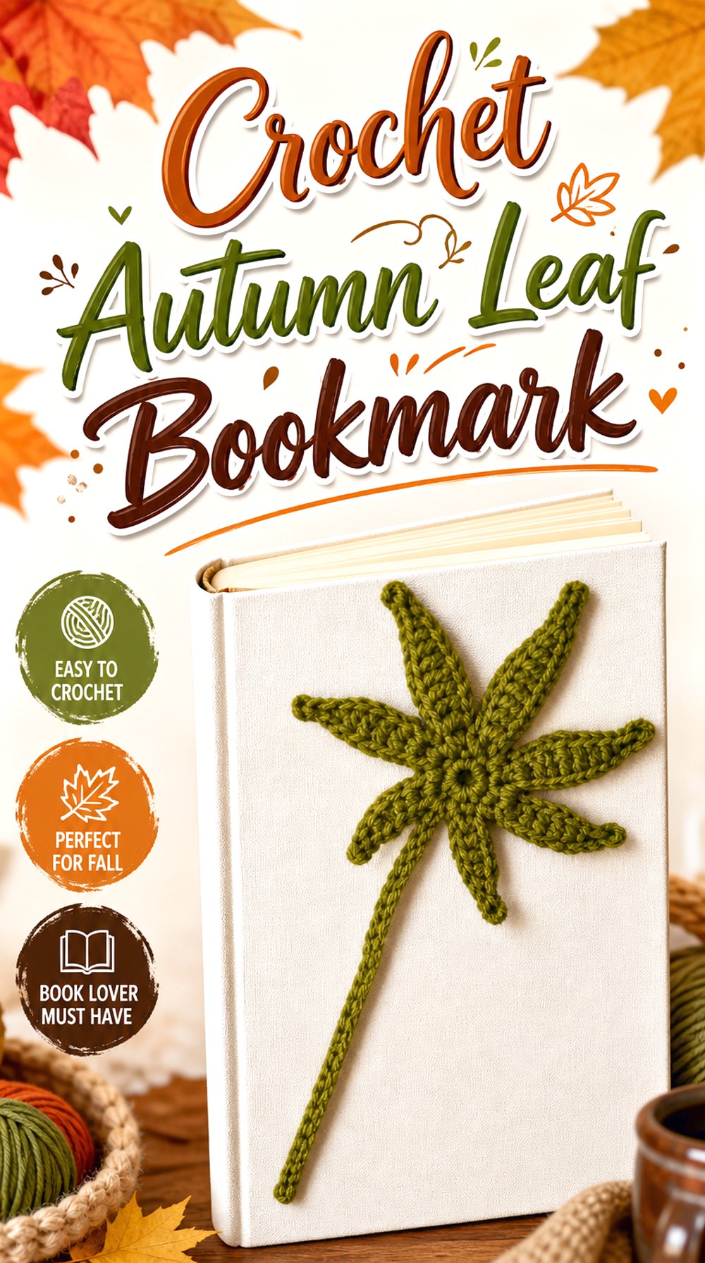 Crochet Autumn Leaf Bookmark