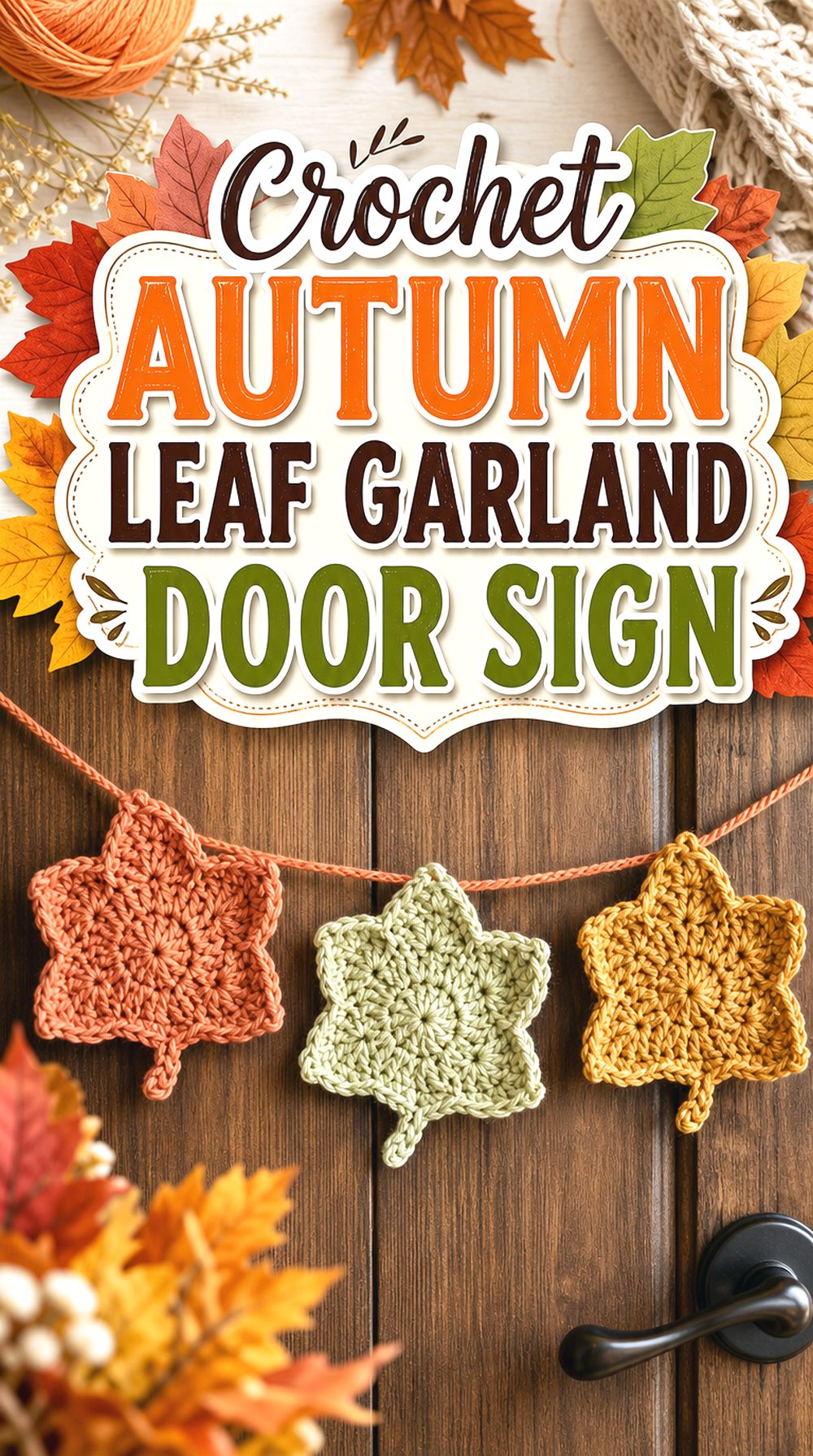 Crochet Autumn Leaf Garland Door Sign