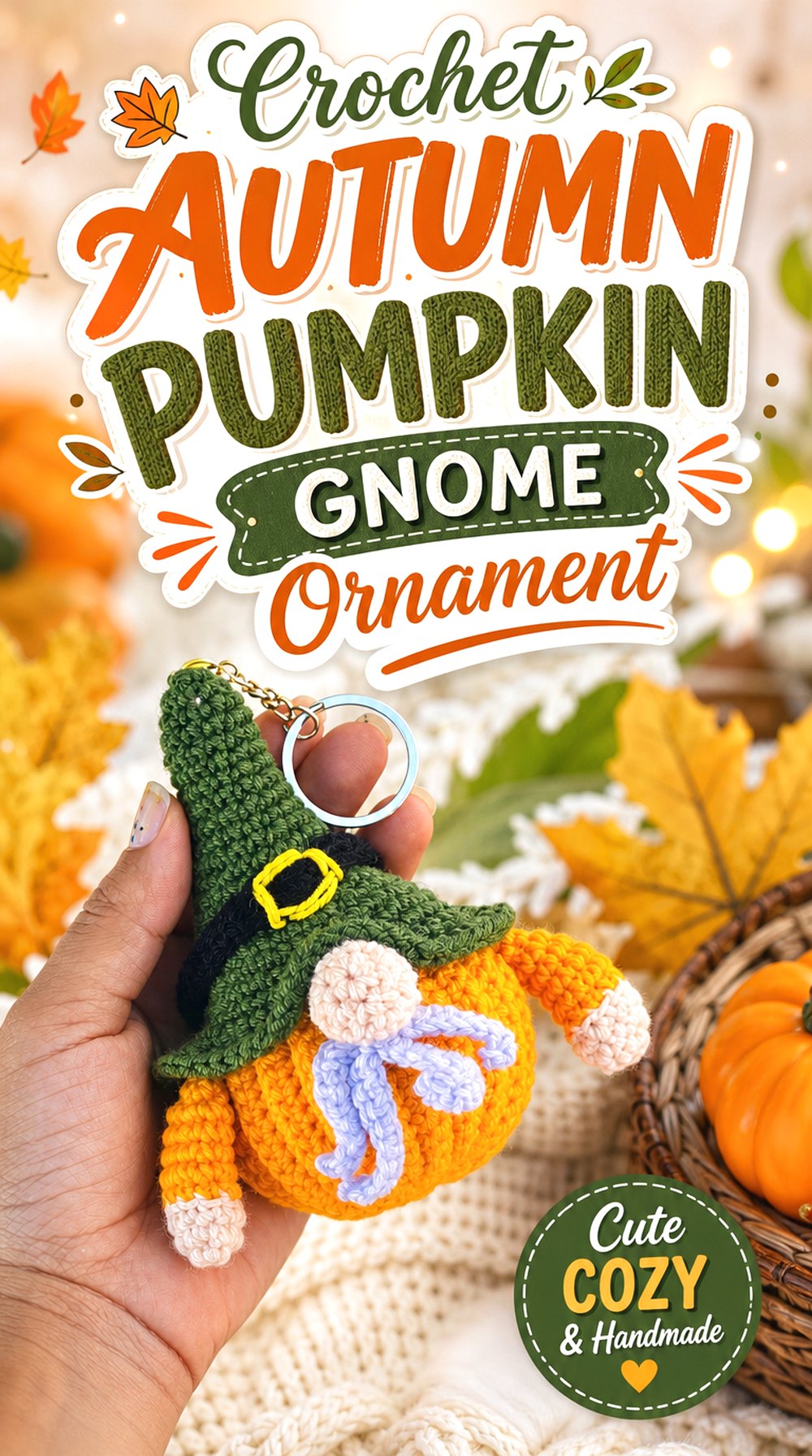 Crochet Autumn Pumpkin Gnome Ornament