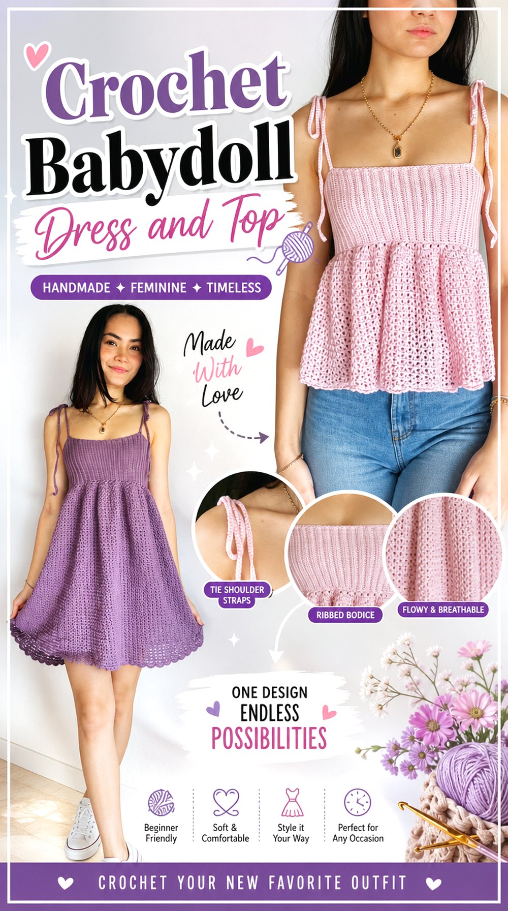 Crochet Babydoll Dress and Top