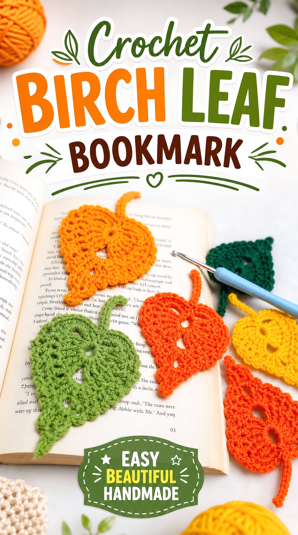 Crochet Birch Leaf Bookmark