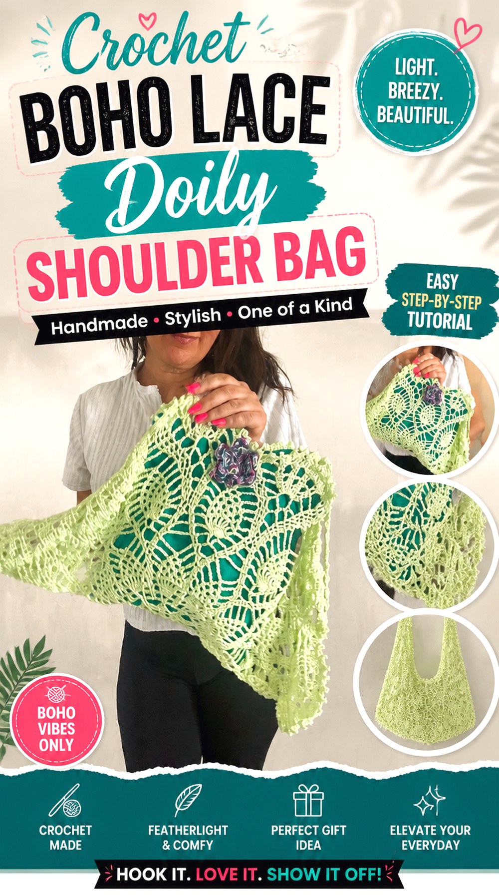 Crochet Boho Lace Doily Shoulder Bag