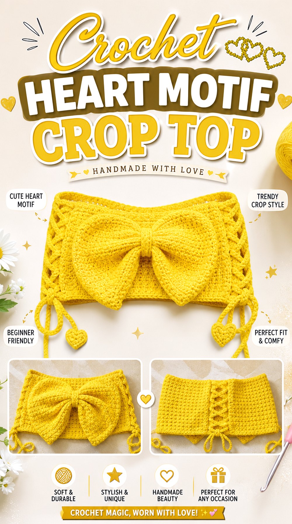 Crochet Bow Front Statement Top