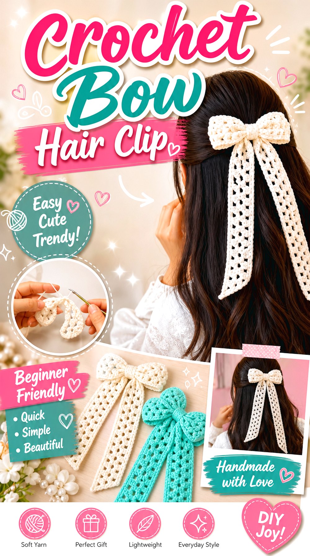Crochet Bow Hair Clip