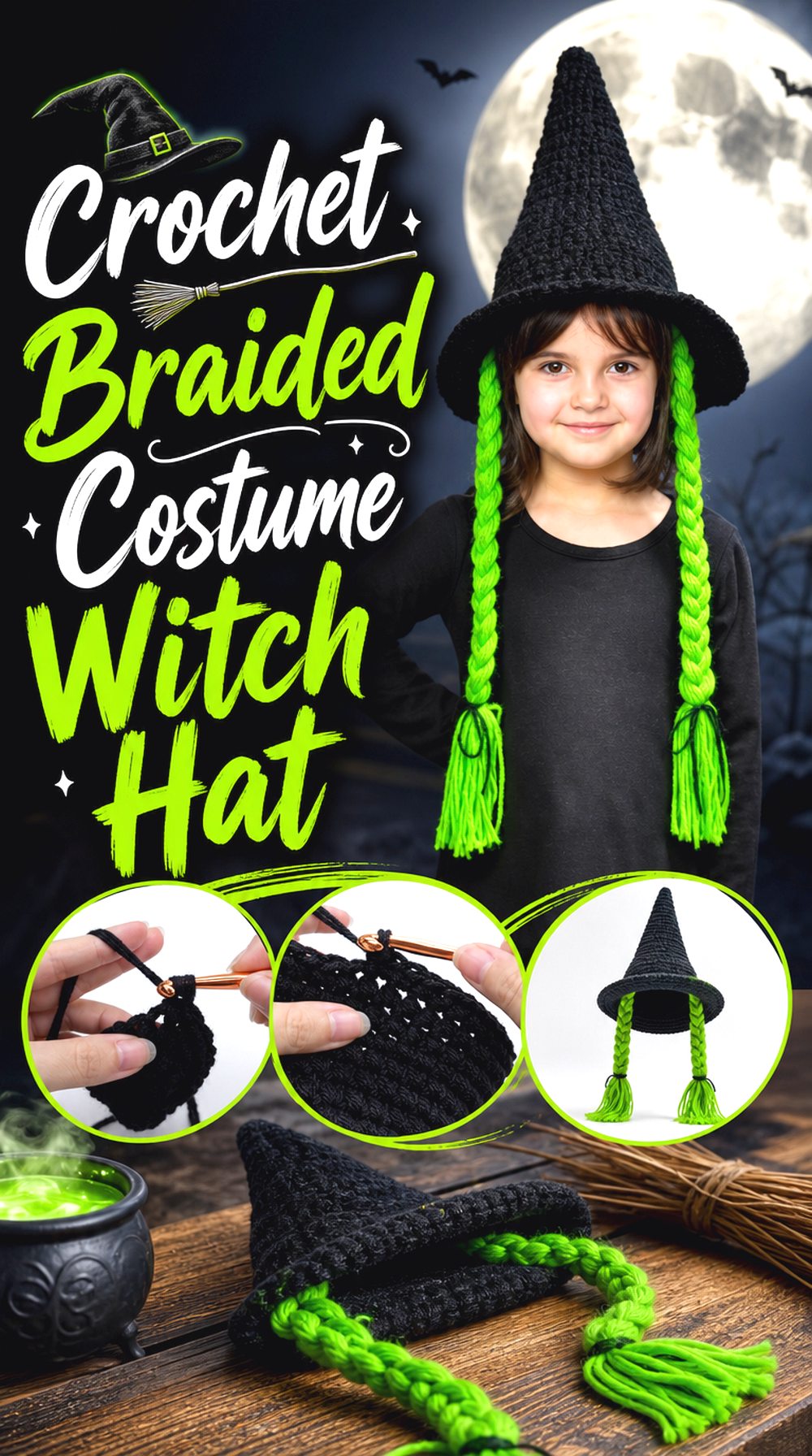 Crochet Braided Costume Witch Hat
