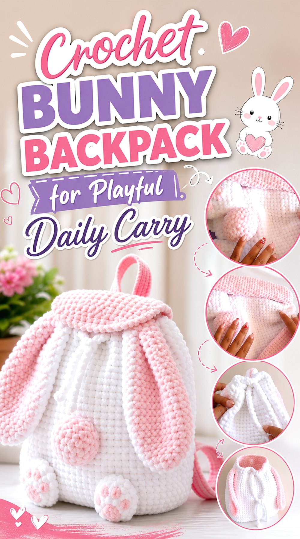 Crochet Bunny Backpack for Playful Daily Carry