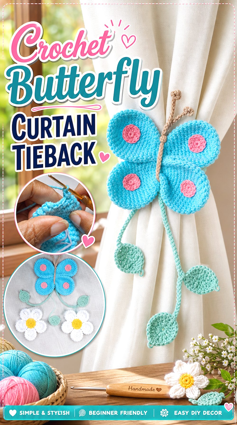 Crochet Butterfly Curtain Tieback