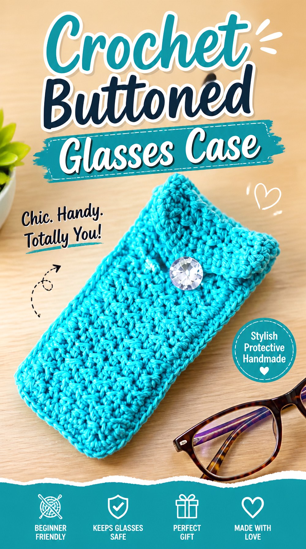 Crochet Buttoned Glasses Case
