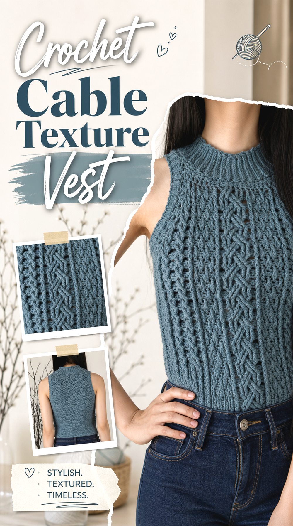 Crochet Cable Texture Vest