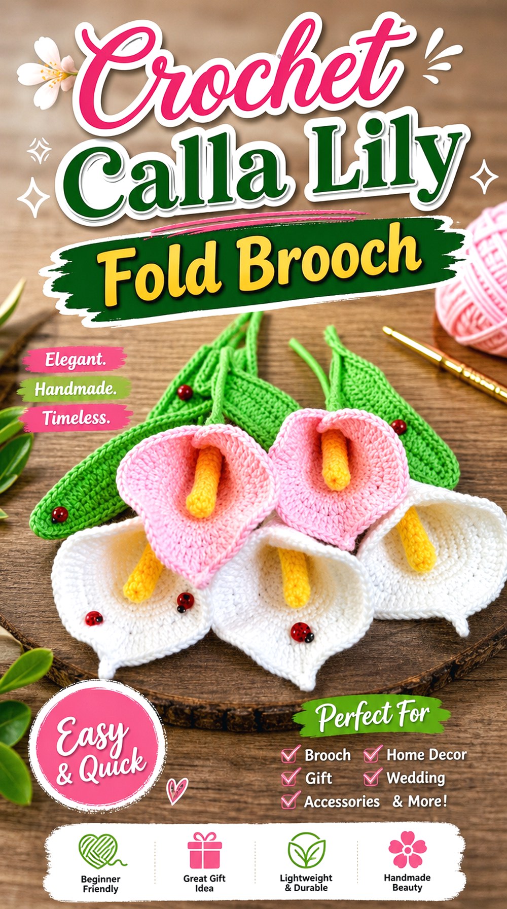 Crochet Calla Lily Fold Brooch