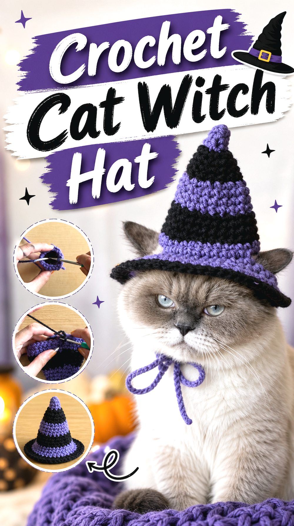 Crochet Cat Witch Hat