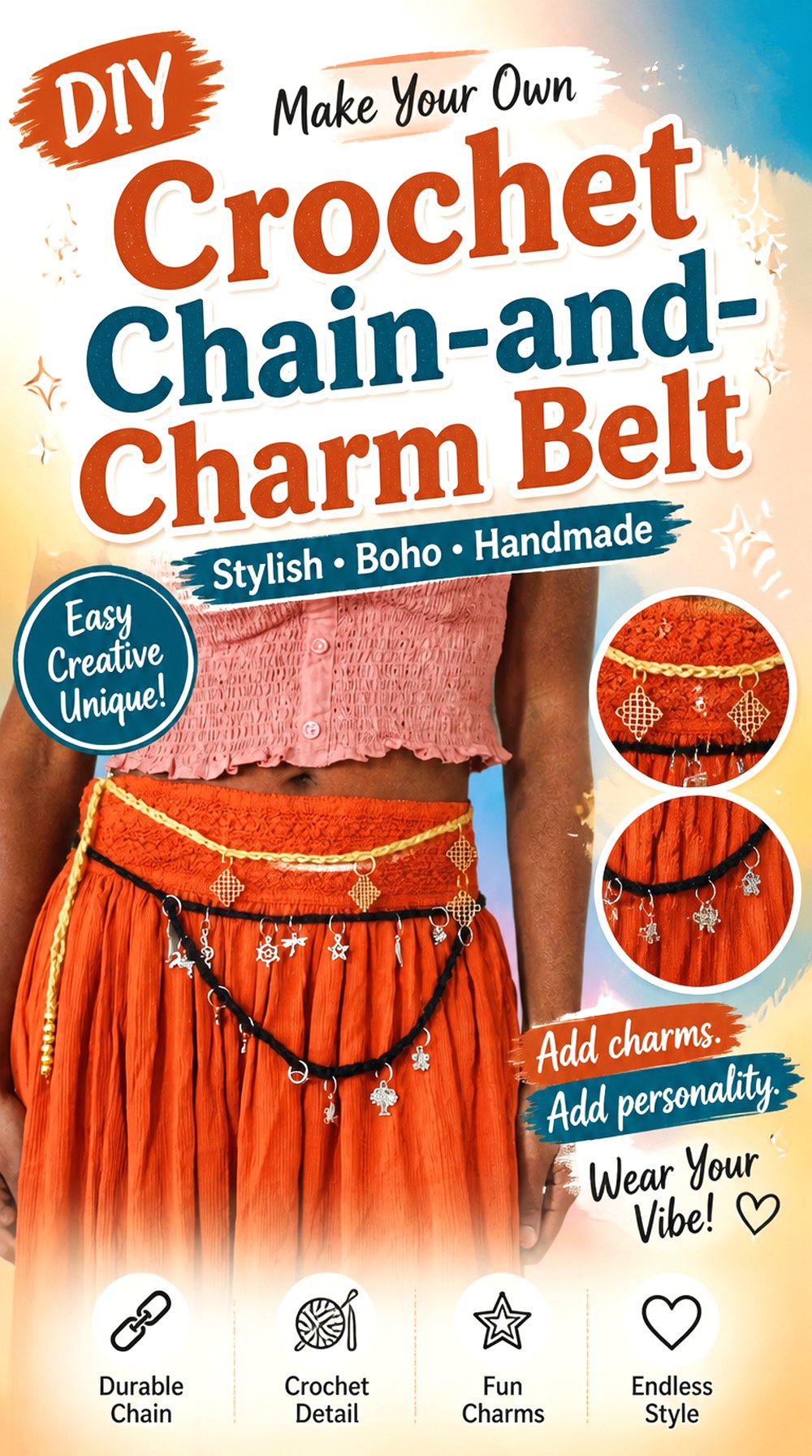 Crochet Chain and Charm Belt