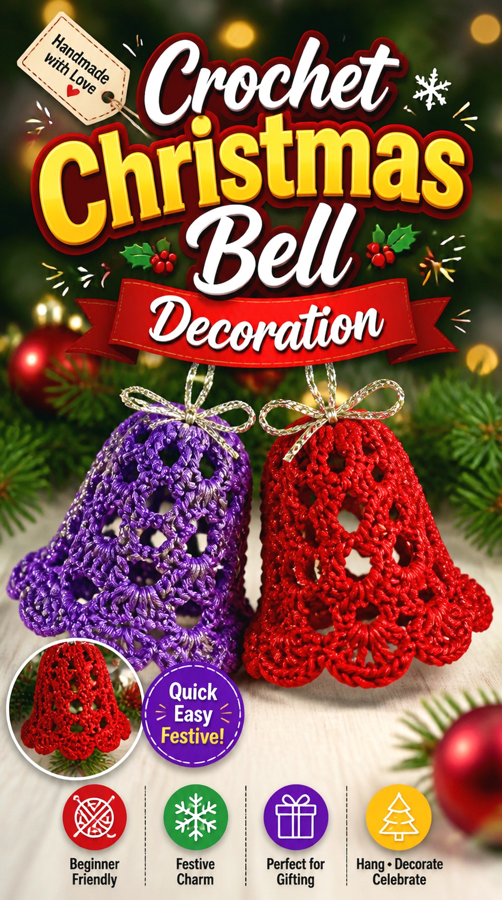 Crochet Christmas Bell Decoration
