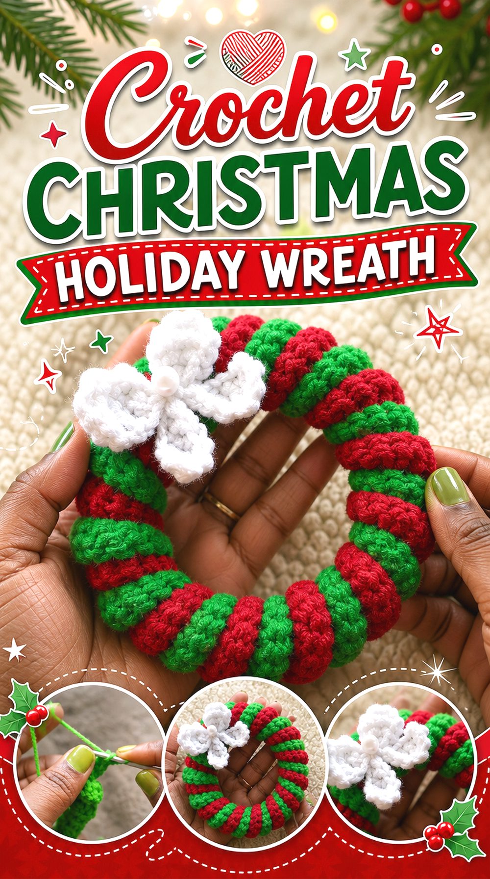 Crochet Christmas Holiday Wreath