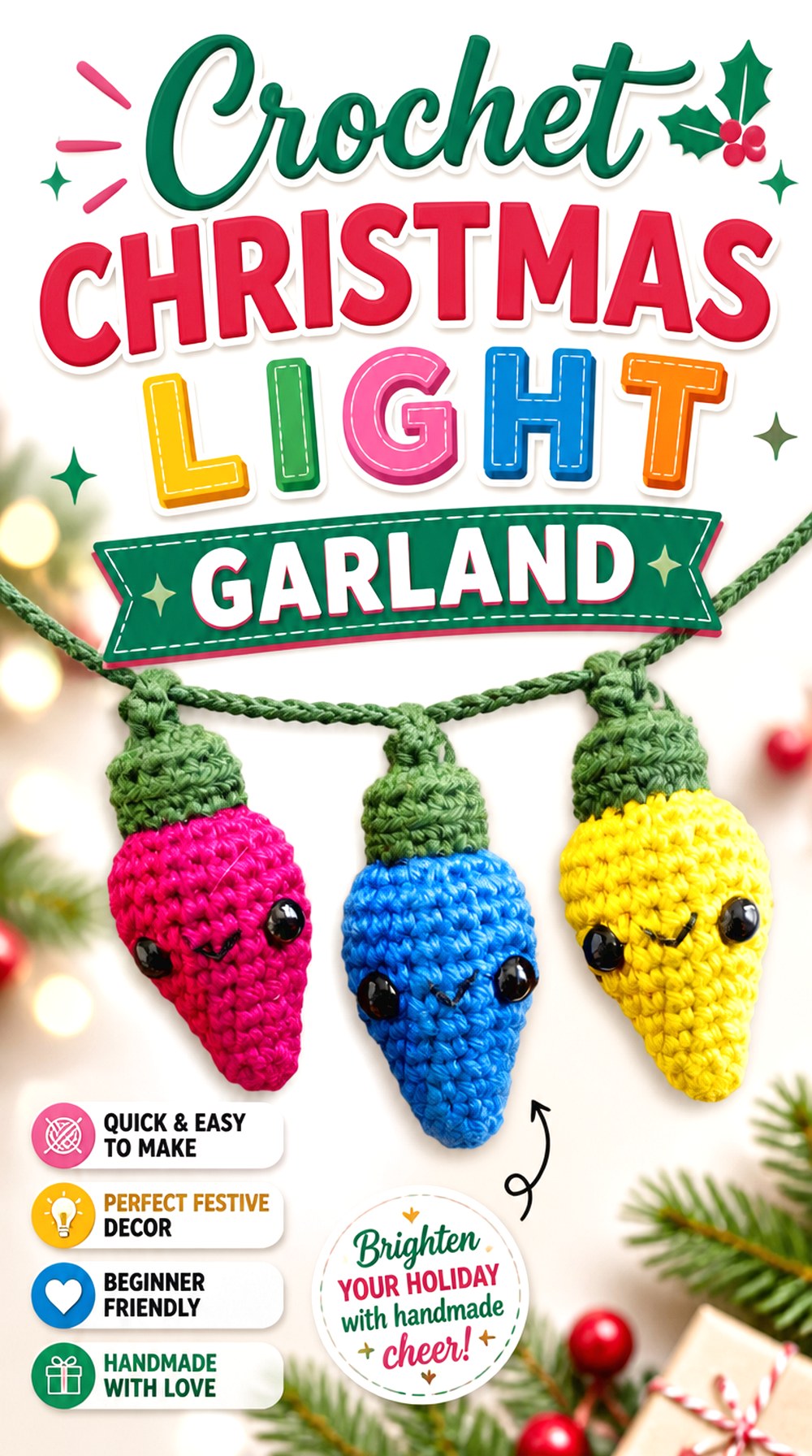 Crochet Christmas Light Garland
