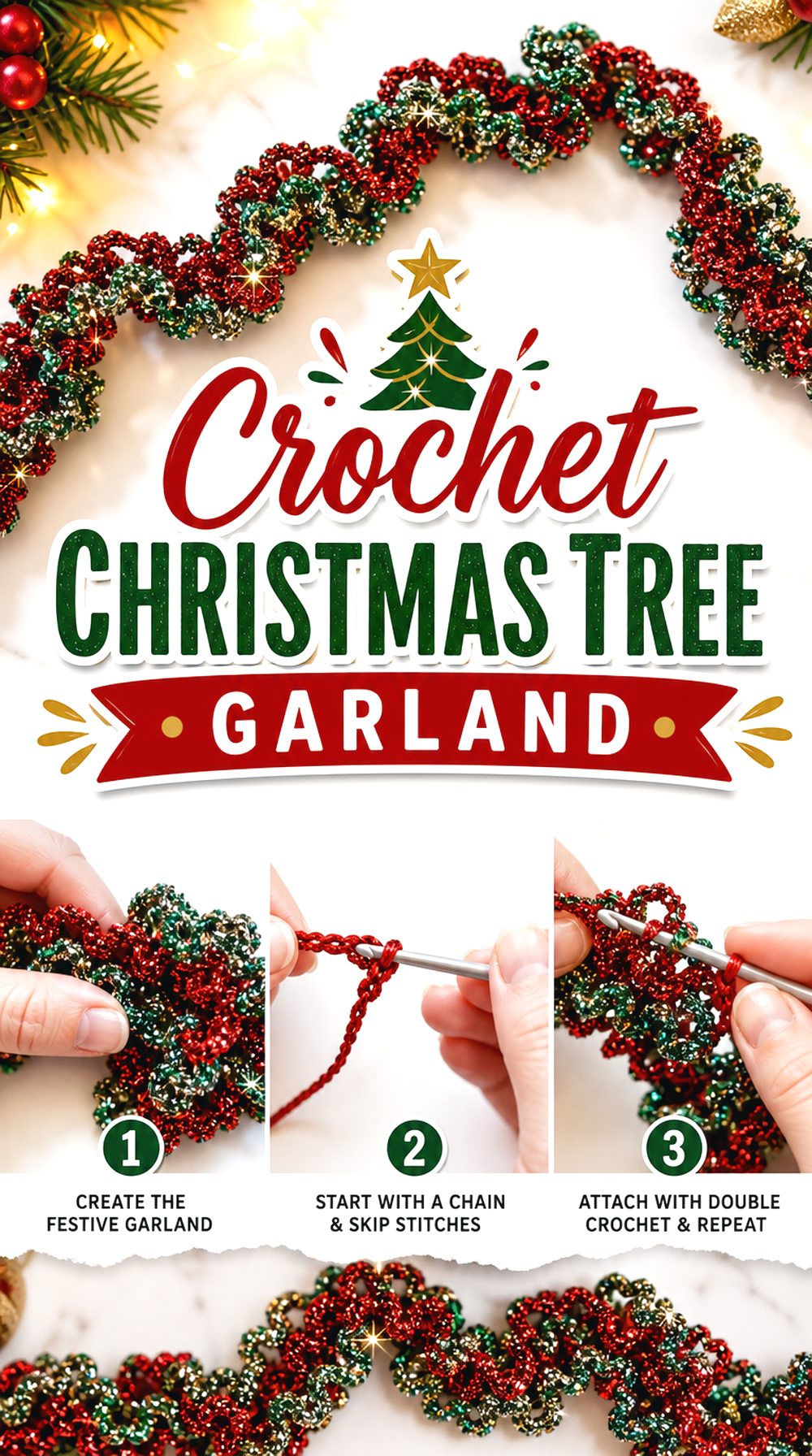Crochet Christmas Tree Garland