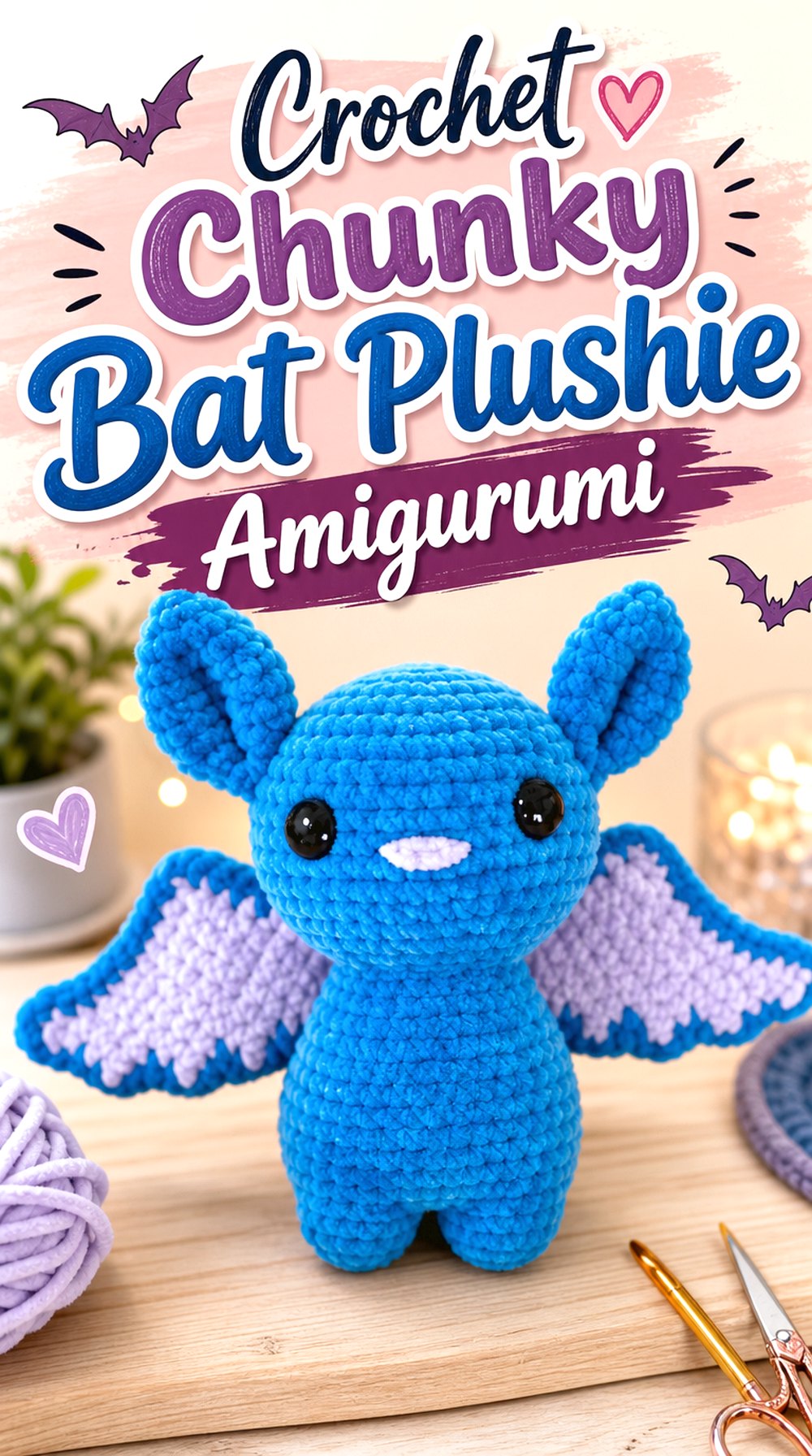 Crochet Chunky Bat Plushie Amigurumi
