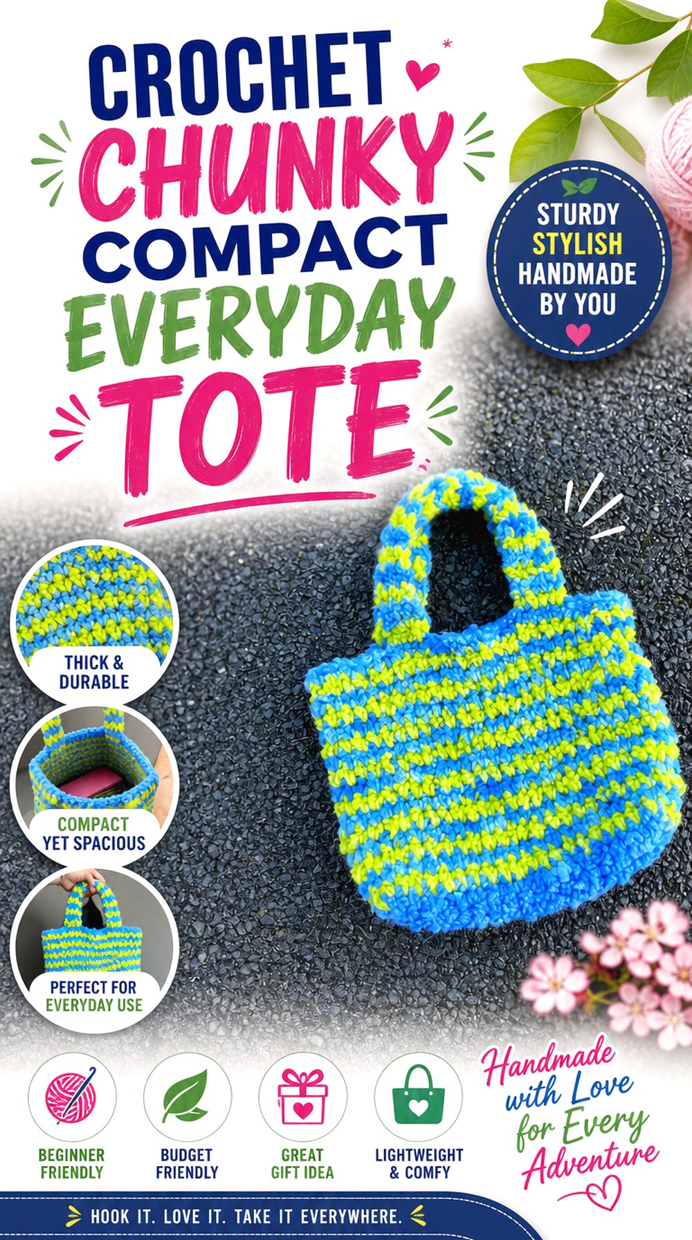 Crochet Chunky Compact Everyday Tote