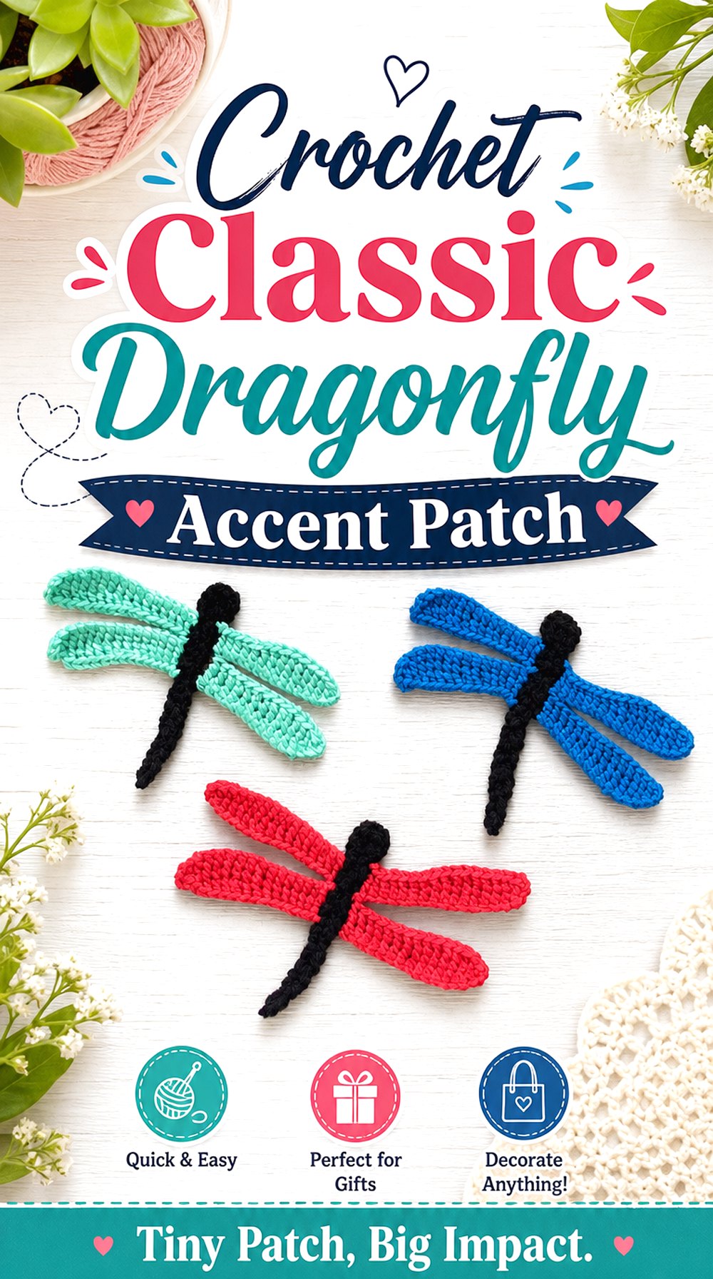 Crochet Classic Dragonfly Accent Patch