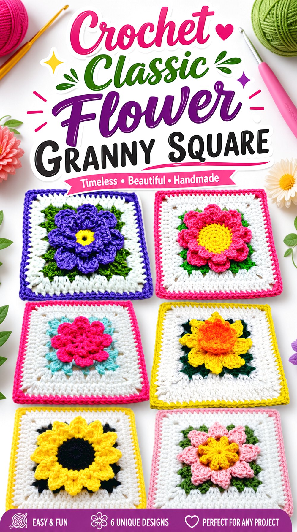 Crochet Classic Flower Granny Square