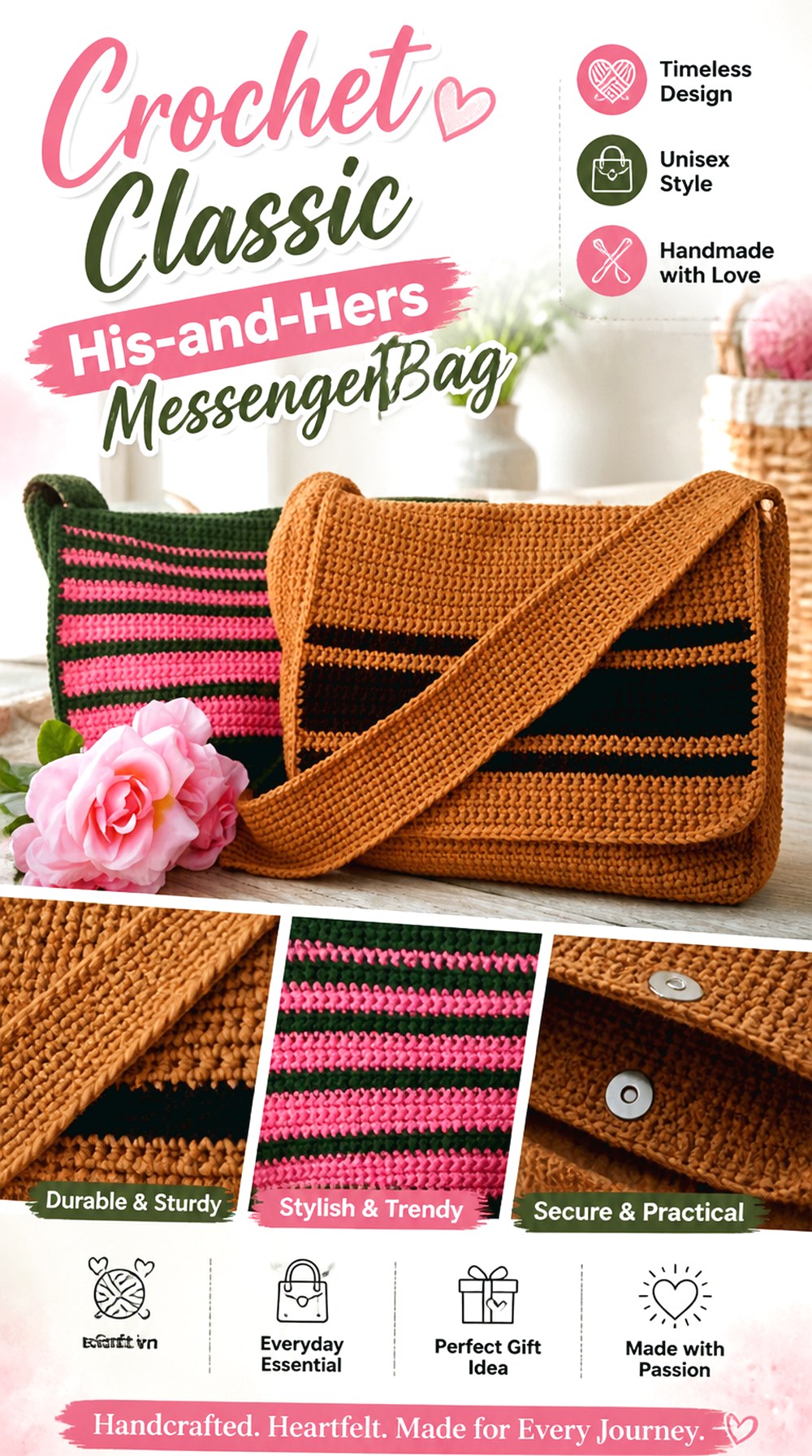 Crochet Classic His and Hers Messenger Bag