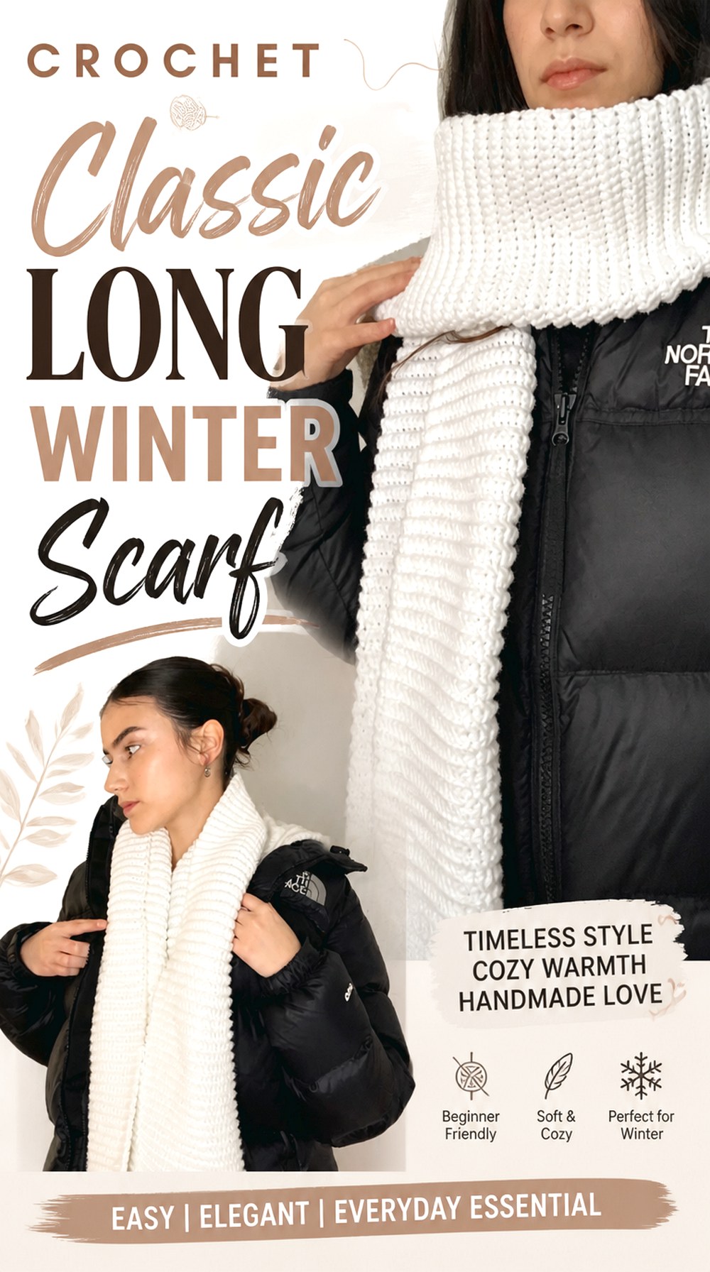 Crochet Classic Long Winter Scarf