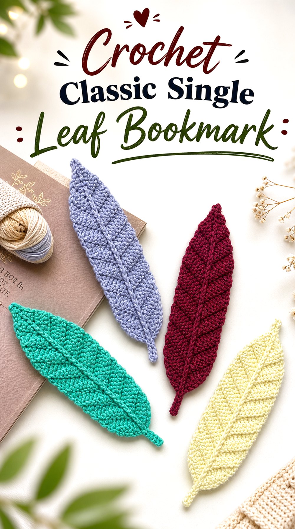 Crochet Classic Single Leaf Bookmark