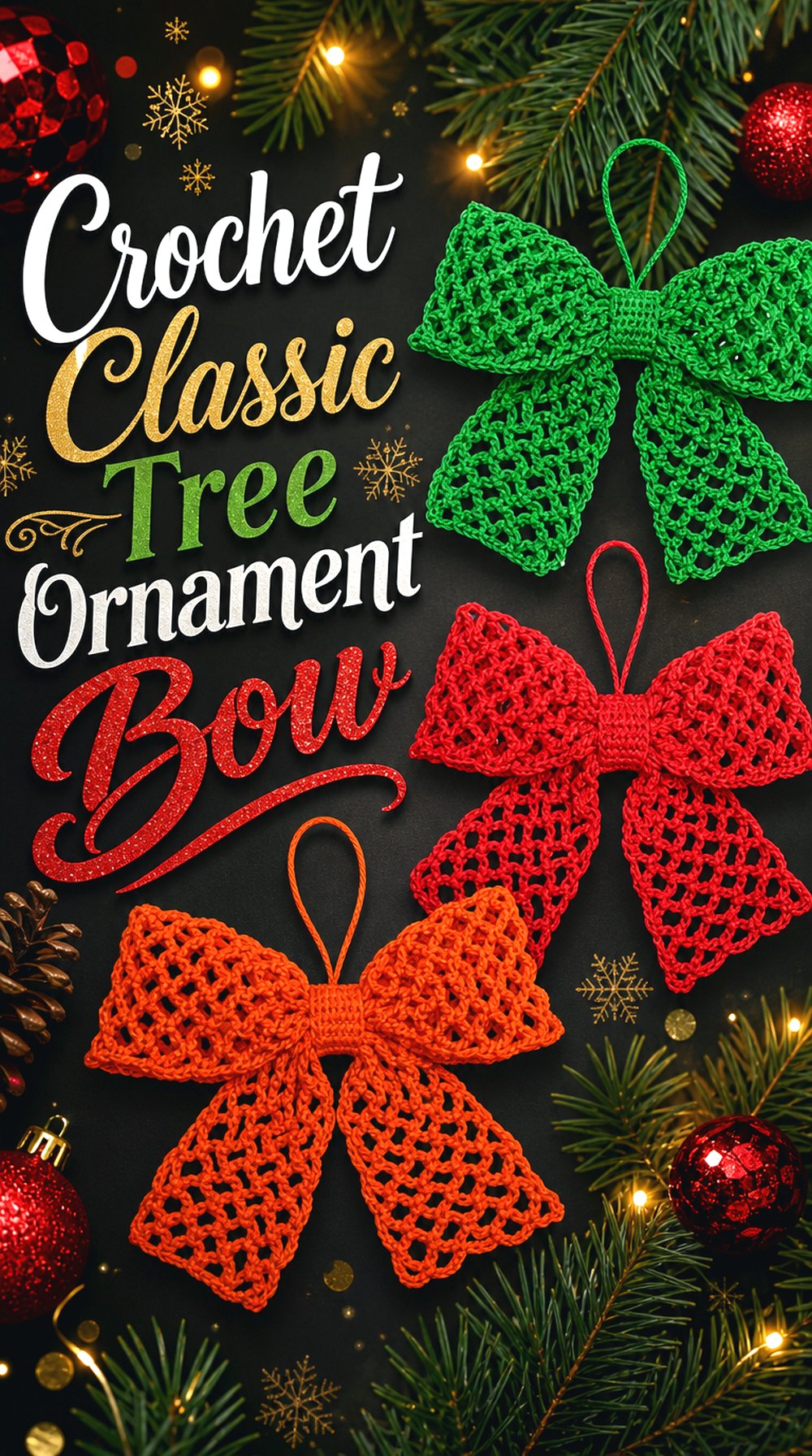 Crochet Classic Tree Ornament Bow