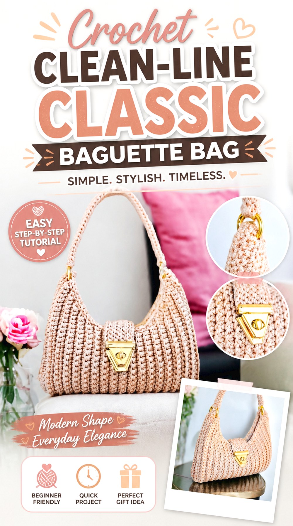 Crochet Clean Line Classic Baguette Bag