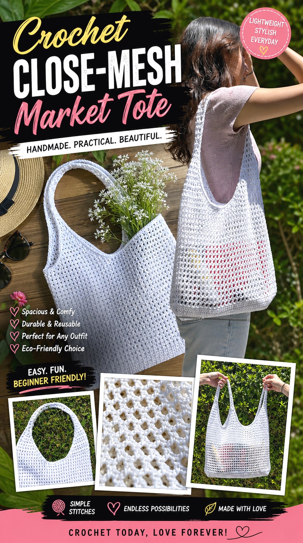 Crochet Close Mesh Market Tote